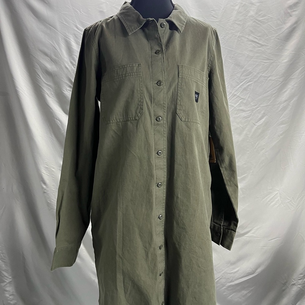 Vans Army Green Long Sleeve Button-Up Shirt Dress Large